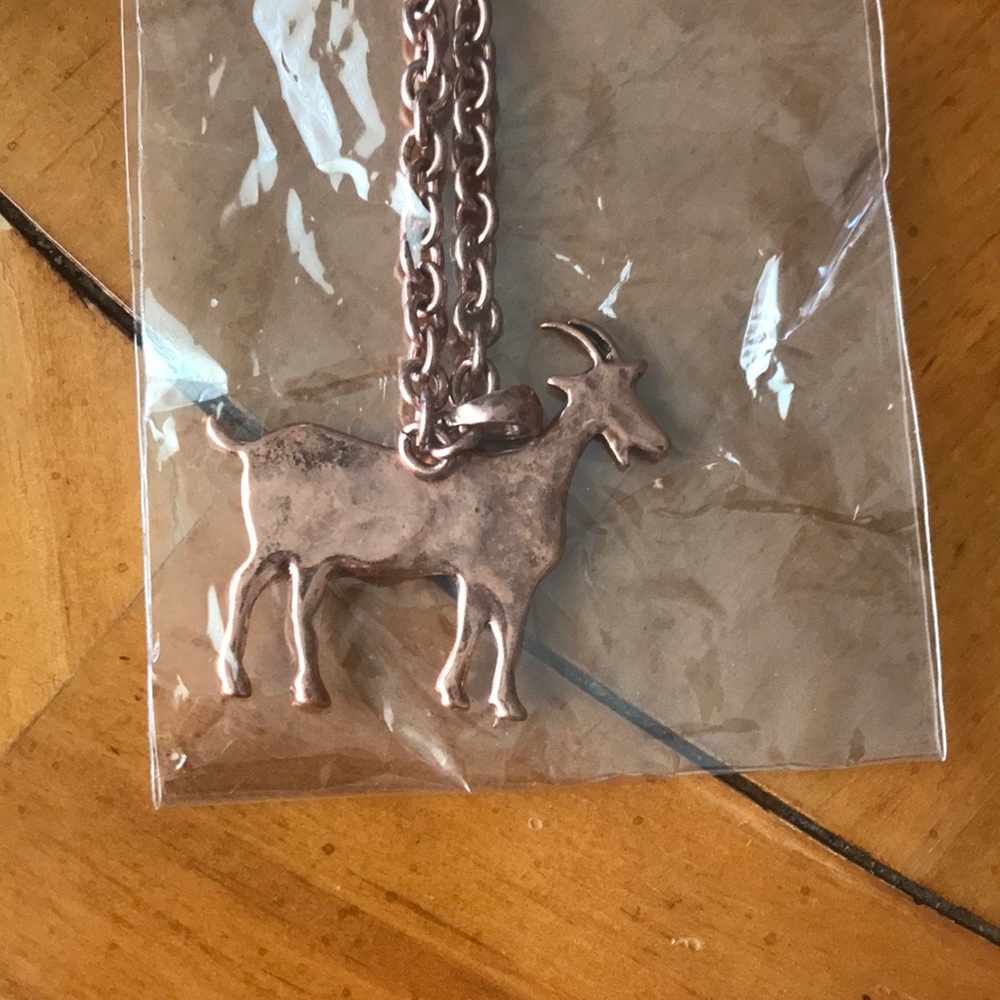 Burnished Coppertone Goat Pendant Necklace